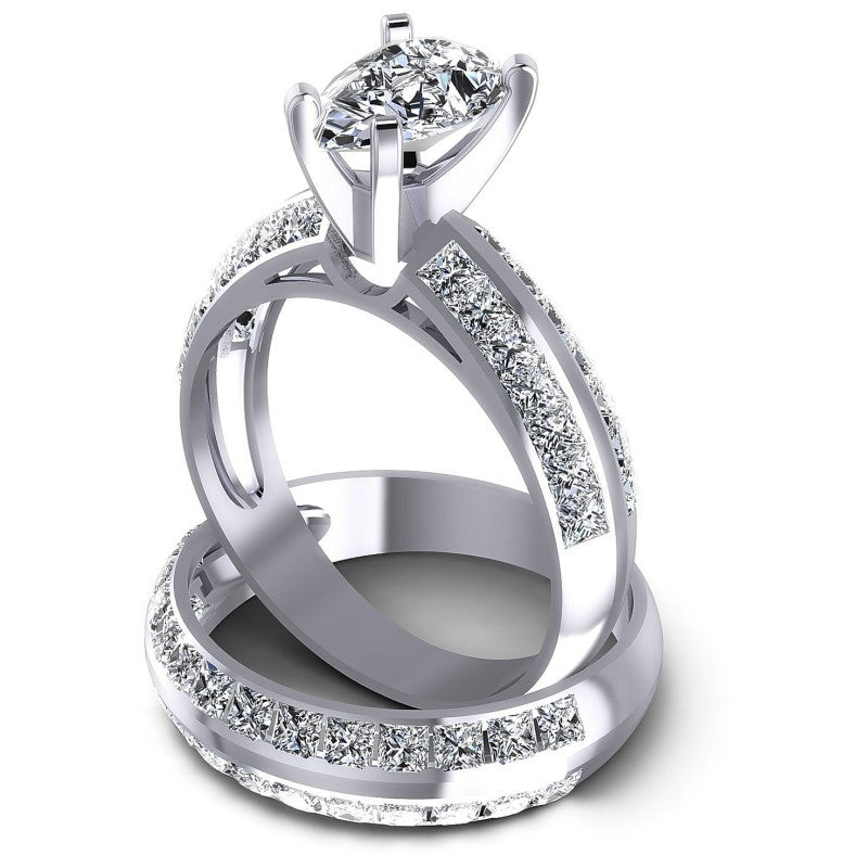 Princess And Pear Cut Diamonds Bridal Set in 14KT Rose Gold