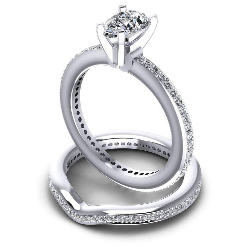 Round And Pear Cut Diamonds Bridal Set in 14KT Rose Gold
