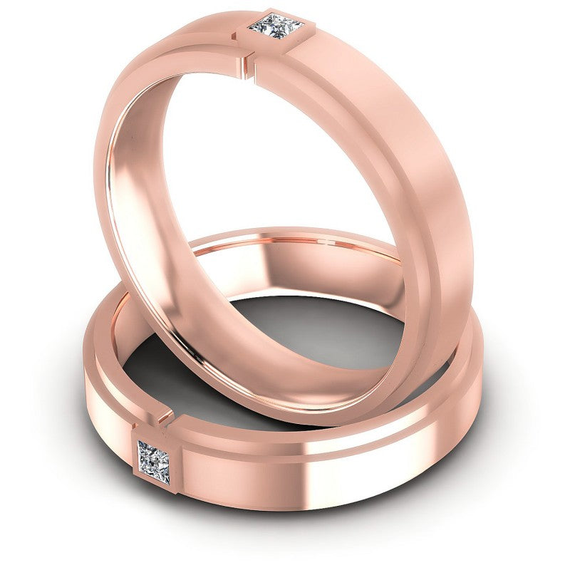 Princess Cut Diamonds Wedding Sets in 18KT Rose Gold