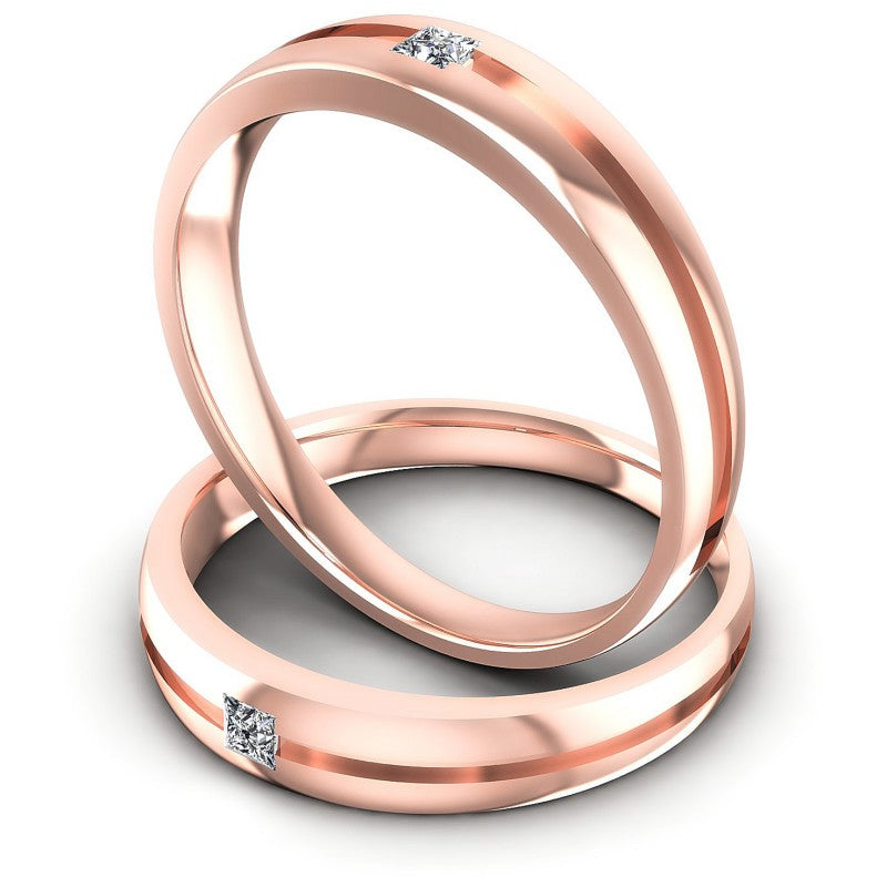 Princess Cut Diamonds Wedding Sets in 18KT Rose Gold