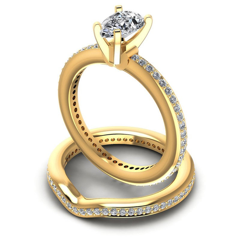 Round And Pear Cut Diamonds Bridal Set in 14KT Rose Gold