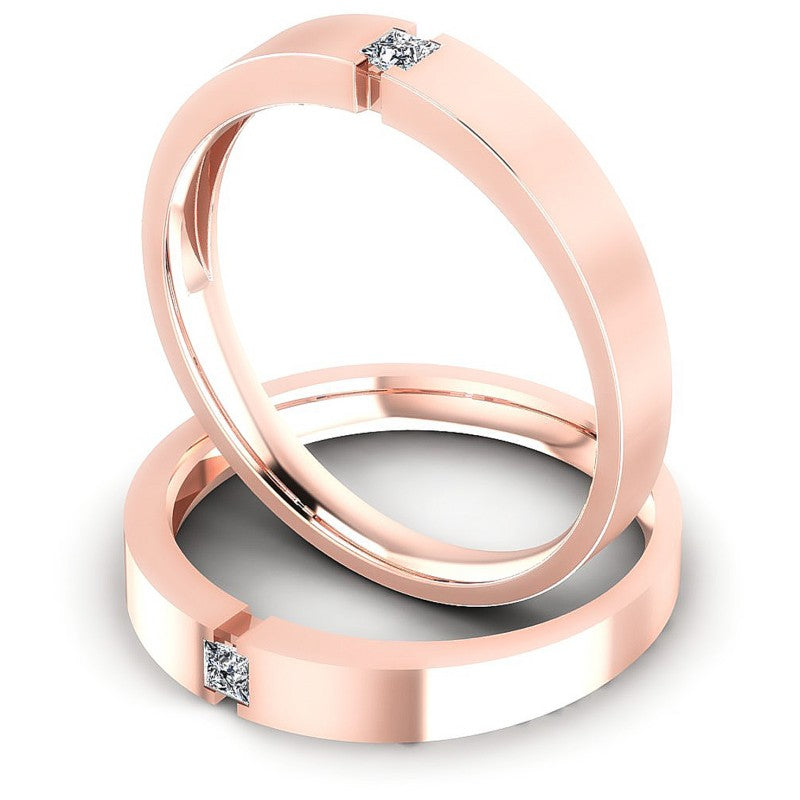 Princess Cut Diamonds Wedding Sets in 18KT Rose Gold