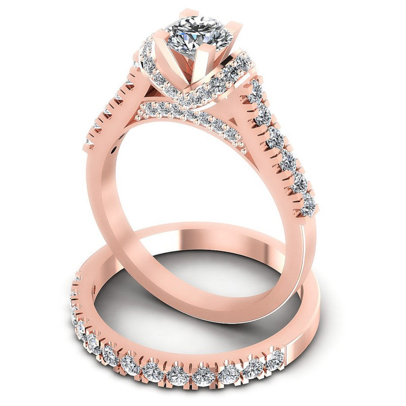 Round Diamonds 1.20CT Bridal Set in 18KT Rose Gold
