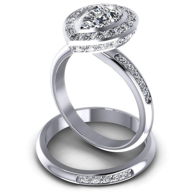 Round And Pear Cut Diamonds Bridal Set in 14KT Rose Gold