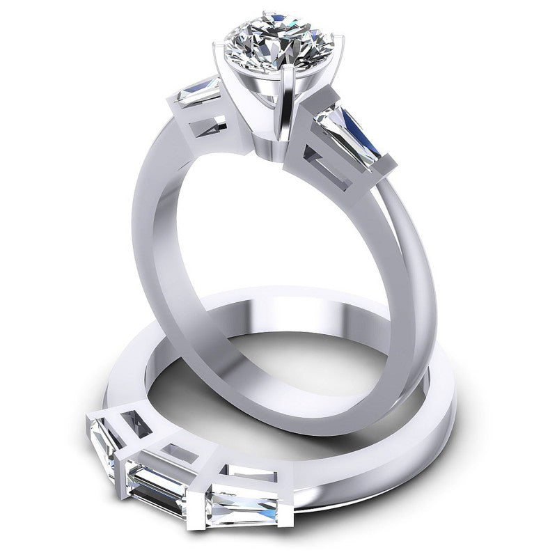 Baguette and Round Diamonds 1.20CT Bridal Set in 14KT Rose Gold