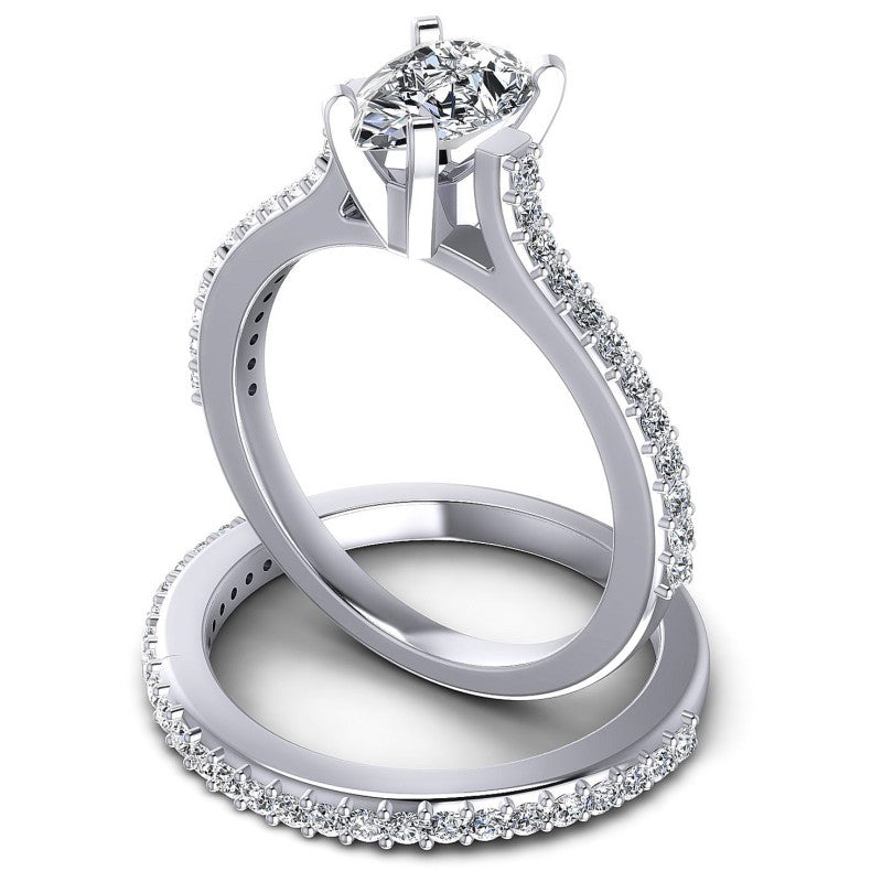 Round And Pear Cut Diamonds Bridal Set in 14KT Rose Gold
