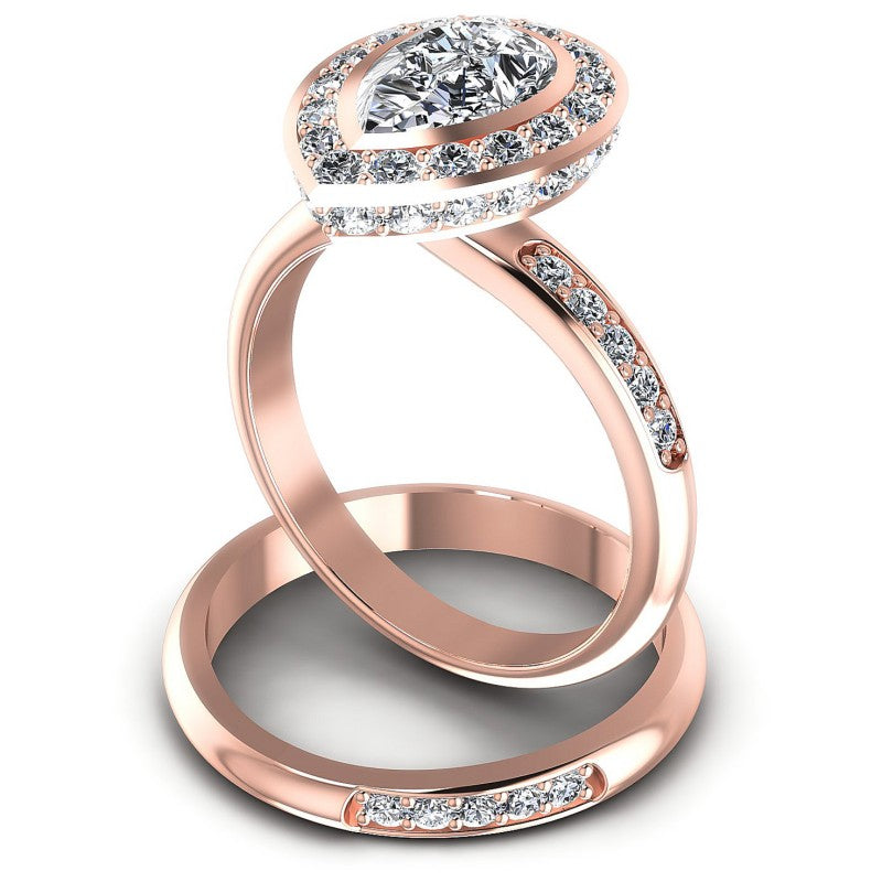 Round And Pear Cut Diamonds Bridal Set in 18KT Rose Gold