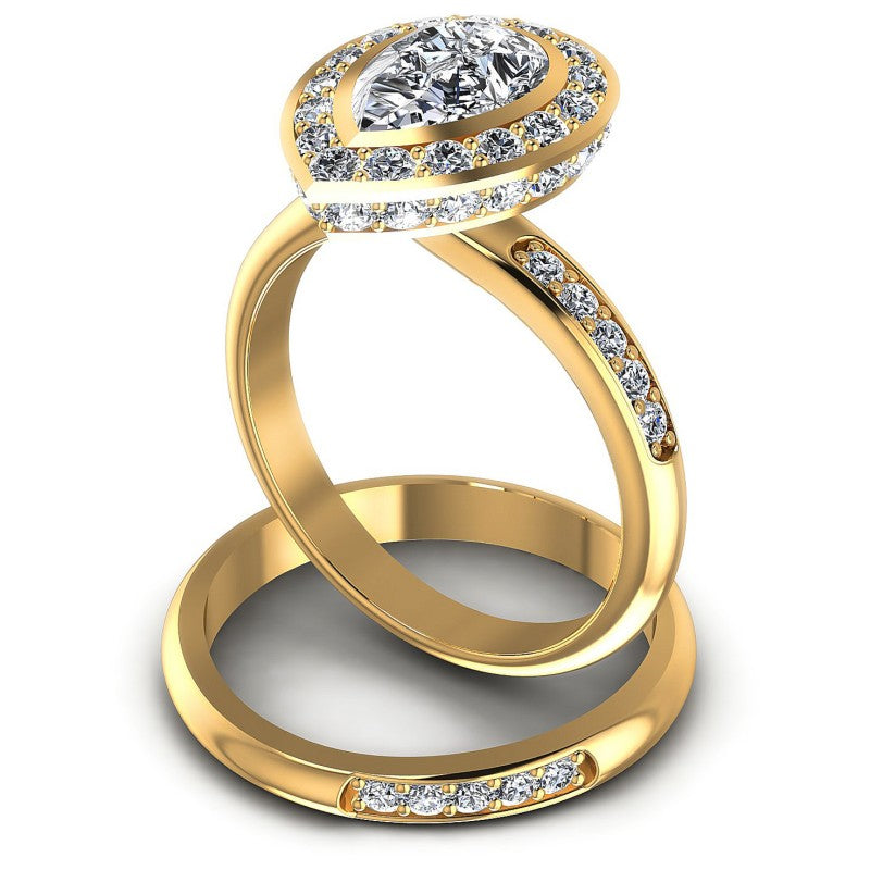 Round And Pear Cut Diamonds Bridal Set in 14KT Rose Gold