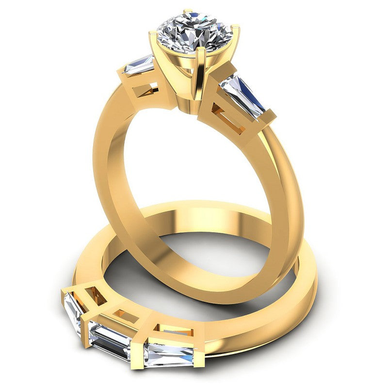 Baguette and Round Diamonds 1.20CT Bridal Set in 14KT Rose Gold