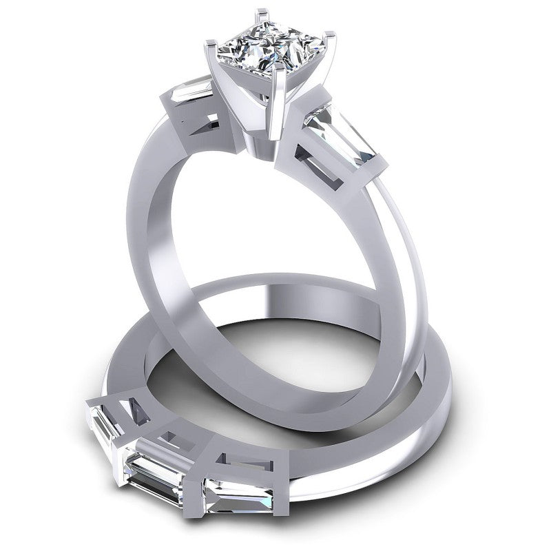 Baguette And Princess Cut Diamonds Bridal Set in 14KT Rose Gold