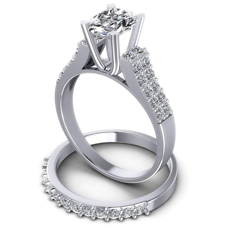Round And Oval Cut Diamonds Bridal Set in 14KT Rose Gold
