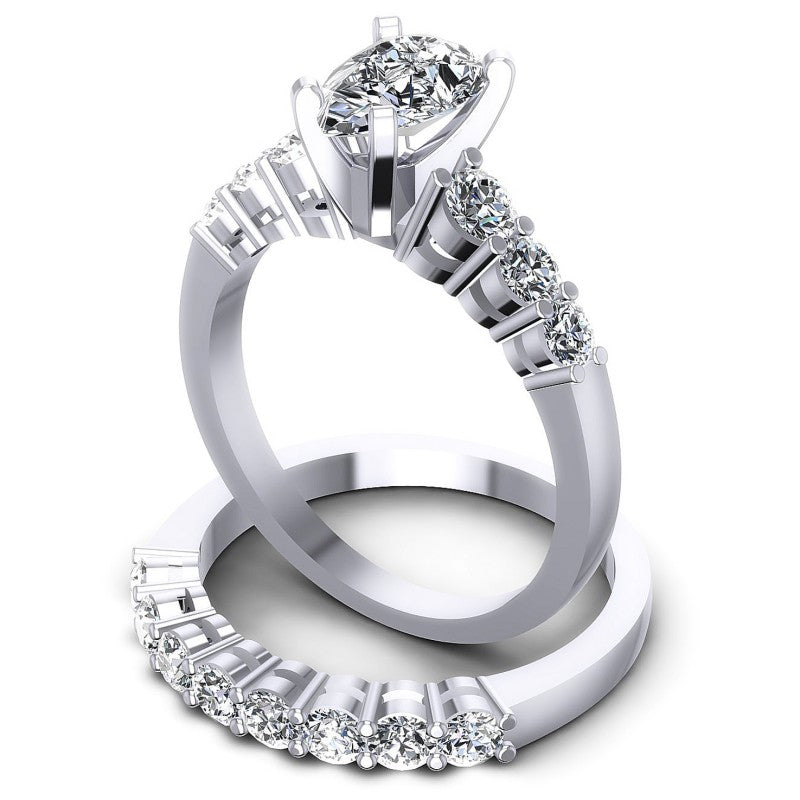 Round And Pear Cut Diamonds Bridal Set in 14KT Rose Gold