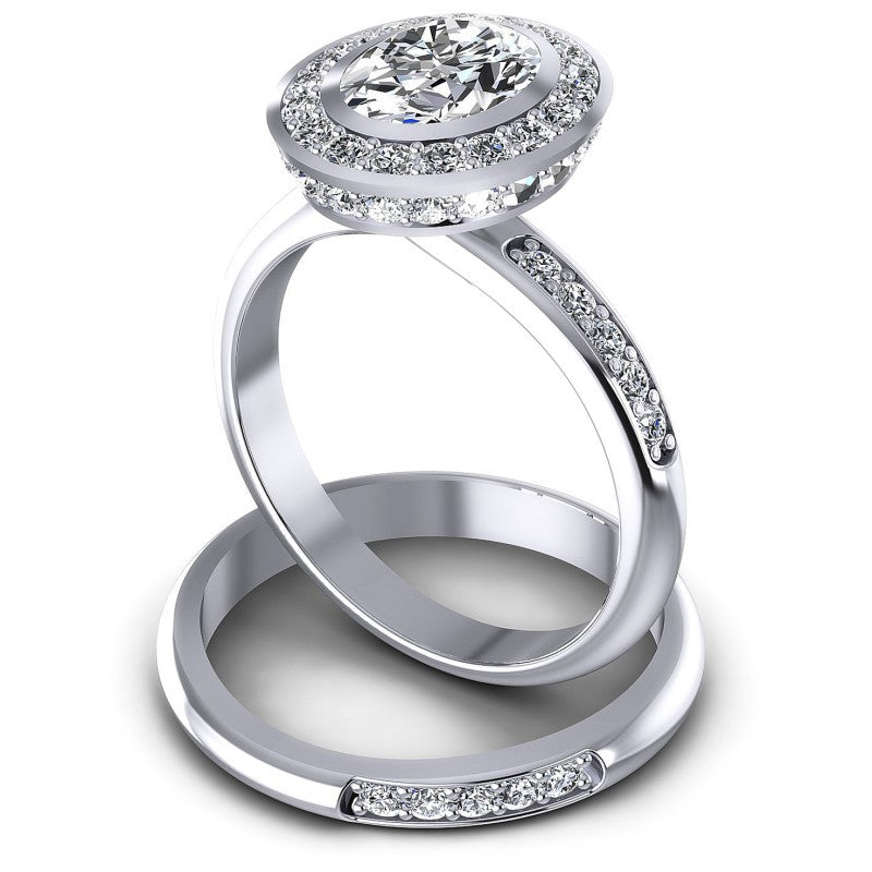 Round And Oval Cut Diamonds Bridal Set in 14KT Rose Gold