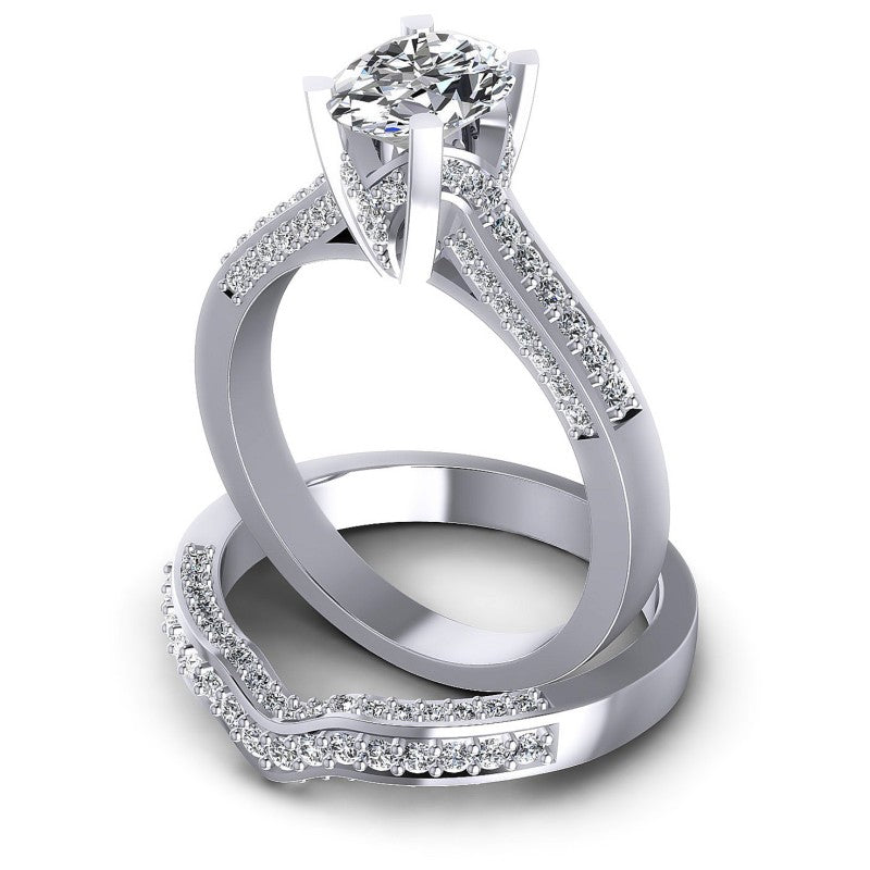 Round And Oval Cut Diamonds Bridal Set in 14KT Rose Gold