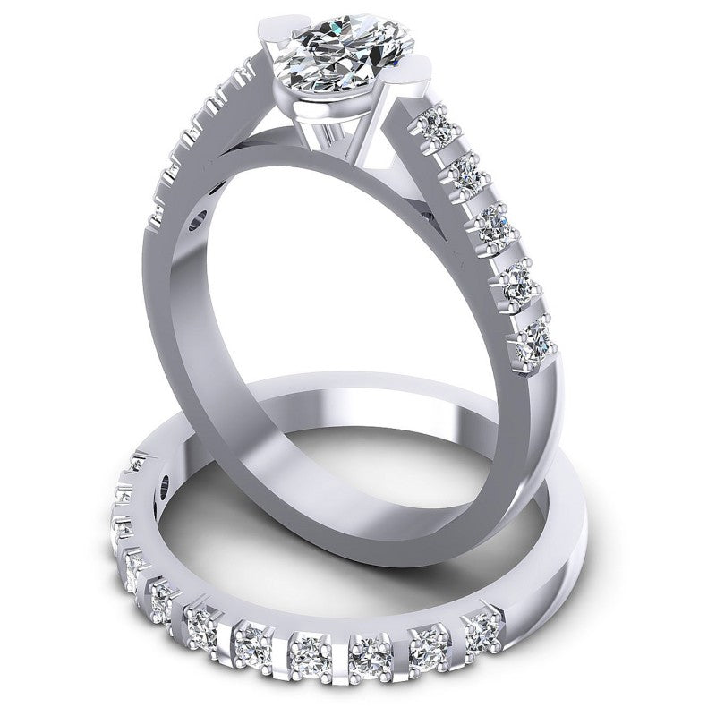 Round And Oval Cut Diamonds Bridal Set in 14KT Rose Gold