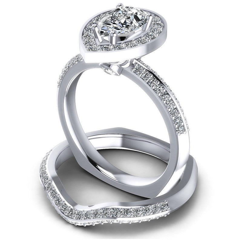 Round And Pear Cut Diamonds Bridal Set in 14KT Rose Gold