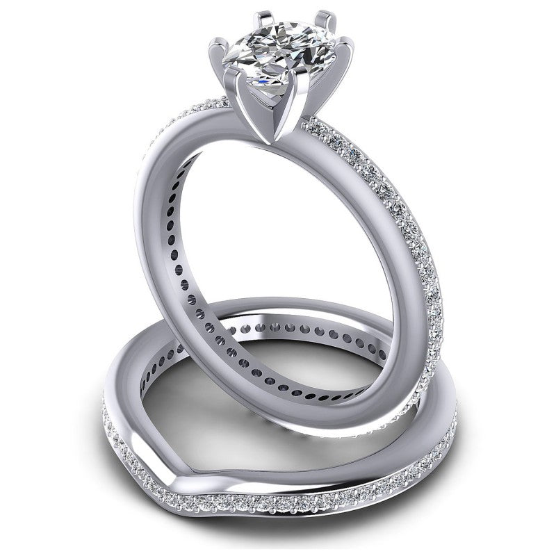 Round And Oval Cut Diamonds Bridal Set in 14KT Rose Gold