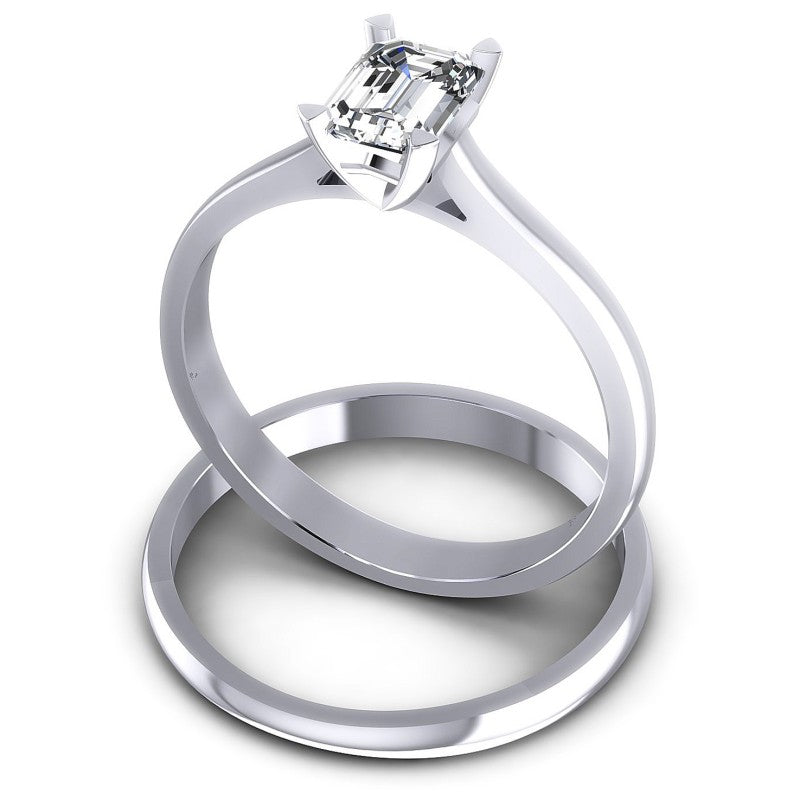 Emerald Cut Diamonds Bridal Set in 14KT Rose Gold
