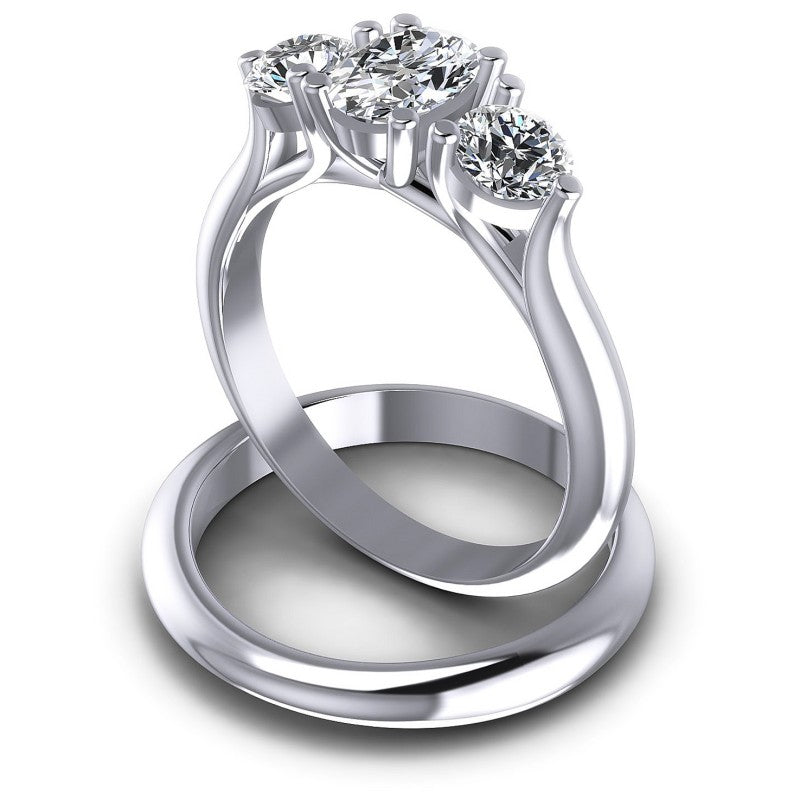 Oval And Round Cut Diamonds Bridal Set in 14KT Rose Gold
