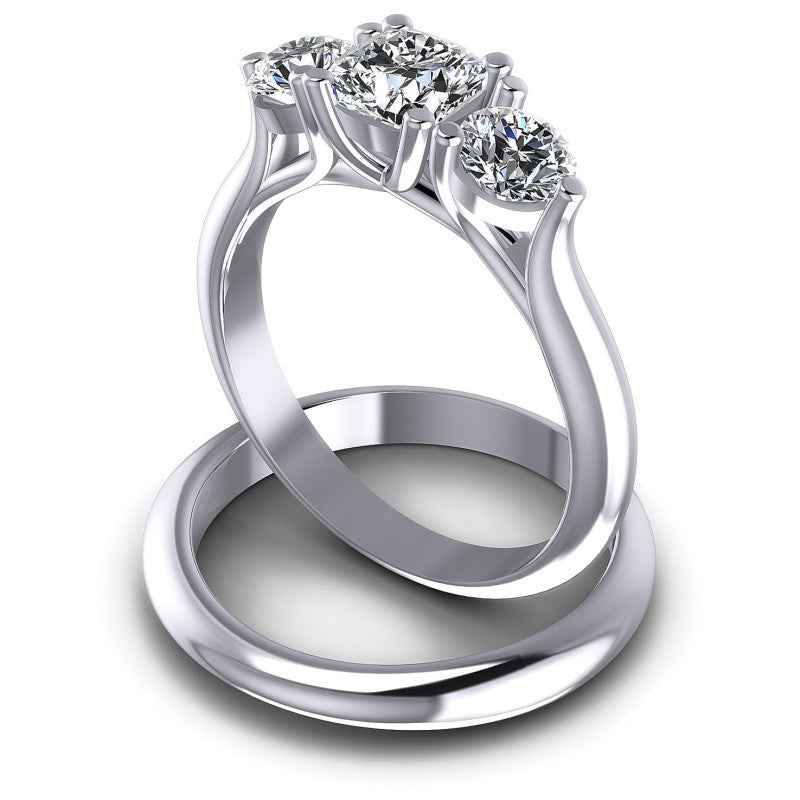 Cushion And Round Cut Diamonds Bridal Set in 14KT Rose Gold