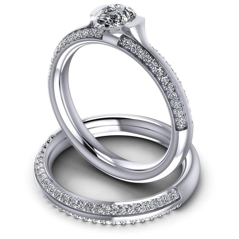 Round And Pear Cut Diamonds Bridal Set in 14KT Rose Gold