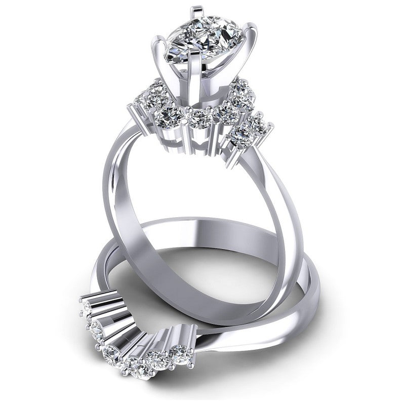 Round And Pear Cut Diamonds Bridal Set in 14KT Rose Gold