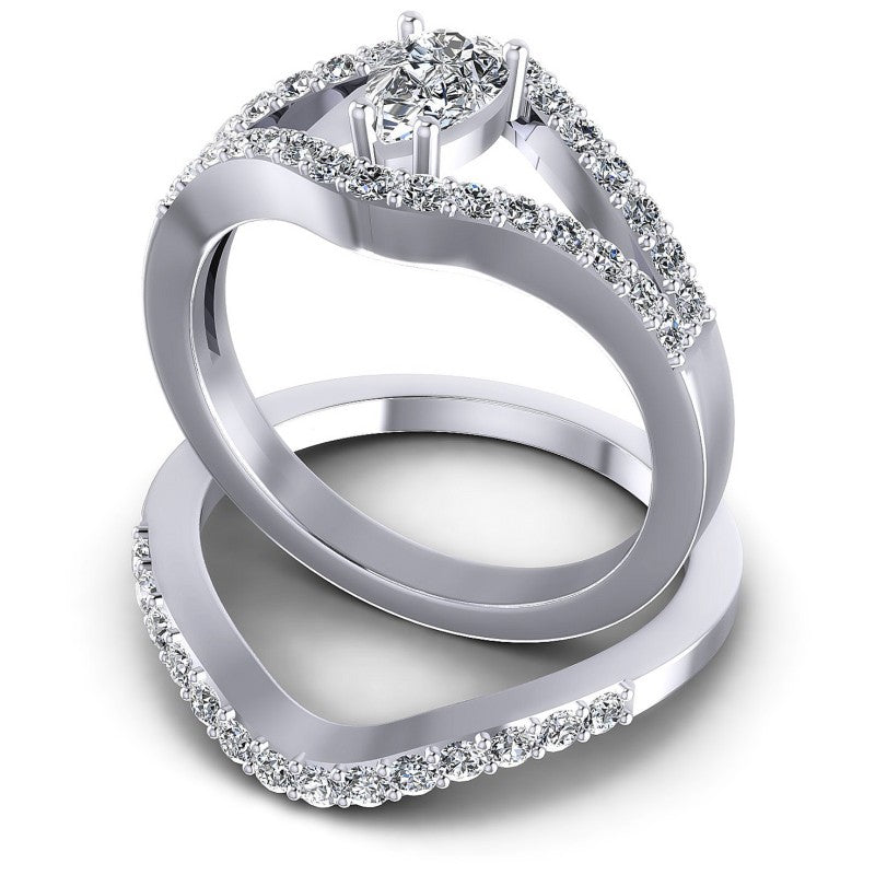 Round And Pear Cut Diamonds Bridal Set in 14KT Rose Gold