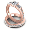 Round And Cushion And Princess Cut Diamonds Bridal Set in 18KT Rose Gold