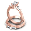 Baguette And Emerald Cut Diamonds Bridal Set in 18KT Rose Gold