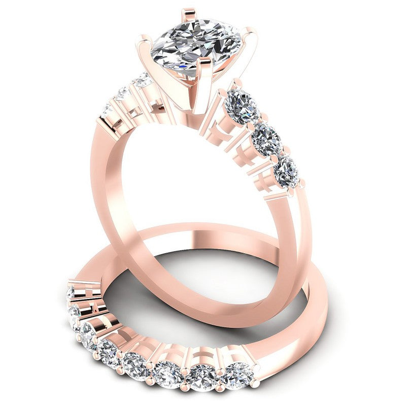 Round And Oval Cut Diamonds Bridal Set in 18KT Rose Gold