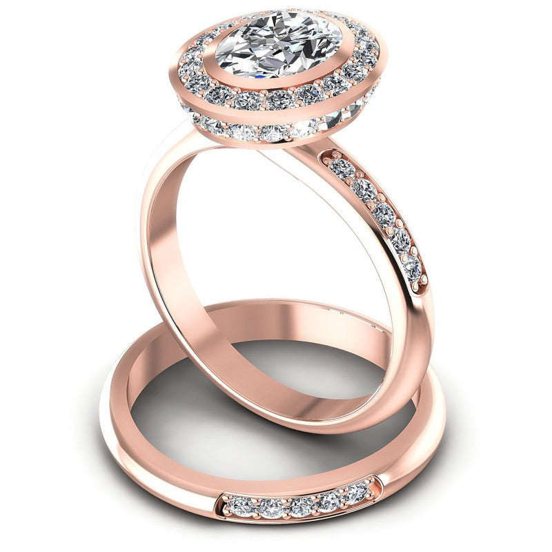 Round And Oval Cut Diamonds Bridal Set in 18KT Rose Gold