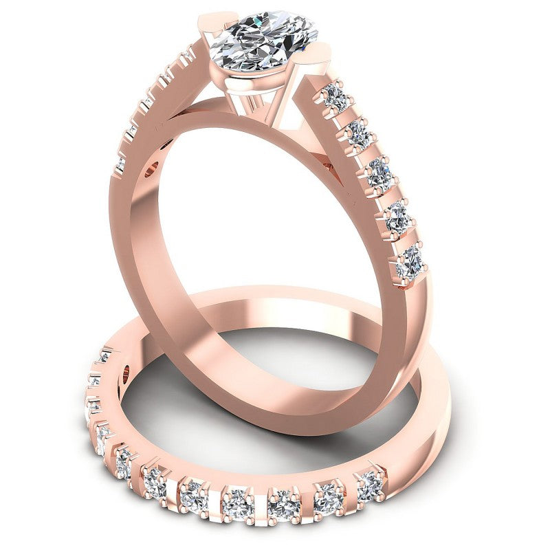 Round And Oval Cut Diamonds Bridal Set in 18KT Rose Gold