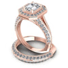 Round And Emerald Cut Diamonds Bridal Set in 18KT Rose Gold
