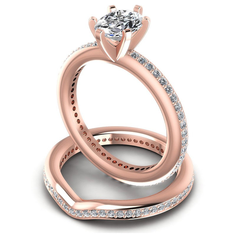 Round And Oval Cut Diamonds Bridal Set in 18KT Rose Gold