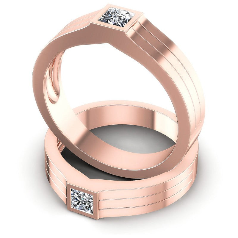 Princess Cut Diamonds Wedding Sets in 18KT Rose Gold