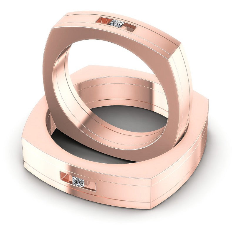 Princess Cut Diamonds Wedding Sets in 18KT Rose Gold