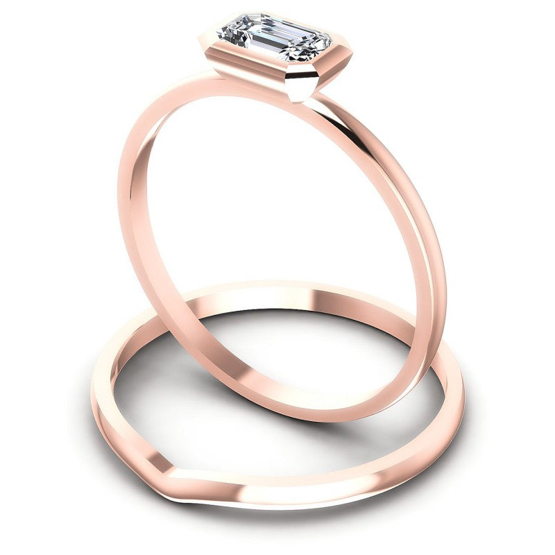 Emerald Cut Diamonds Bridal Set in 18KT Rose Gold