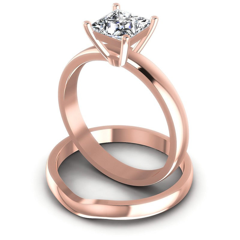 Princess Cut Diamonds Bridal Set in 18KT Rose Gold