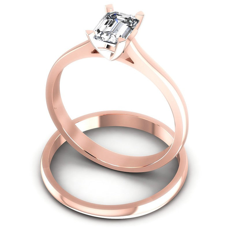 Emerald Cut Diamonds Bridal Set in 18KT Rose Gold