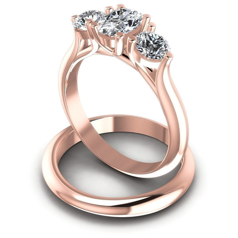Oval And Round Cut Diamonds Bridal Set in 18KT Rose Gold