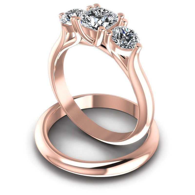 Cushion And Round Cut Diamonds Bridal Set in 18KT Rose Gold