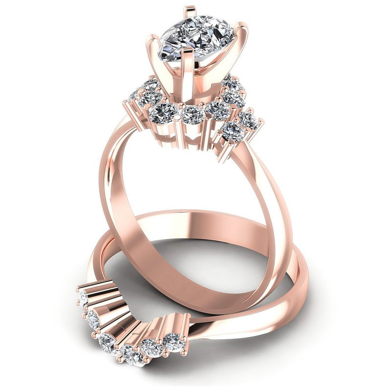 Round And Pear Cut Diamonds Bridal Set in 18KT Rose Gold
