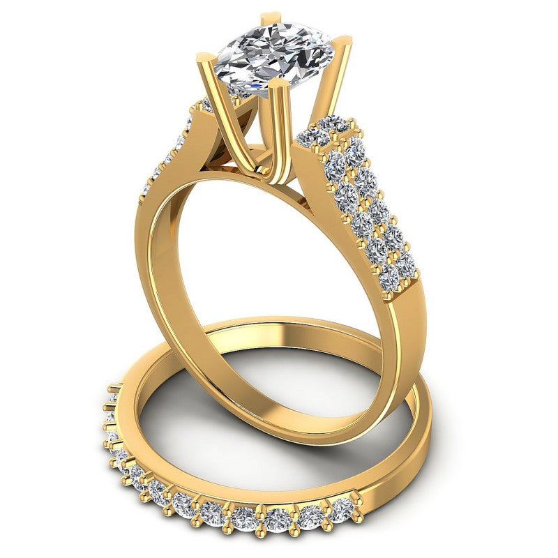 Round And Oval Cut Diamonds Bridal Set in 14KT Rose Gold