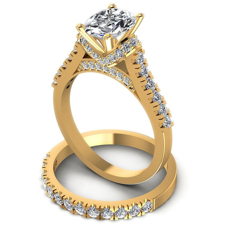 Round And Oval Cut Diamonds Bridal Set in 14KT Rose Gold