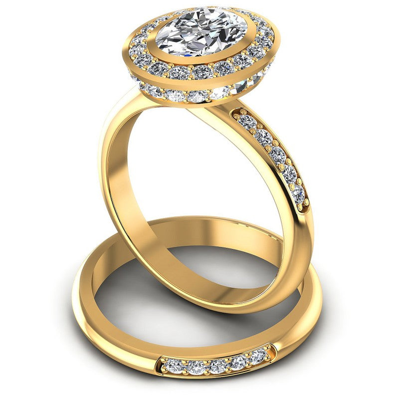 Round And Oval Cut Diamonds Bridal Set in 14KT Rose Gold