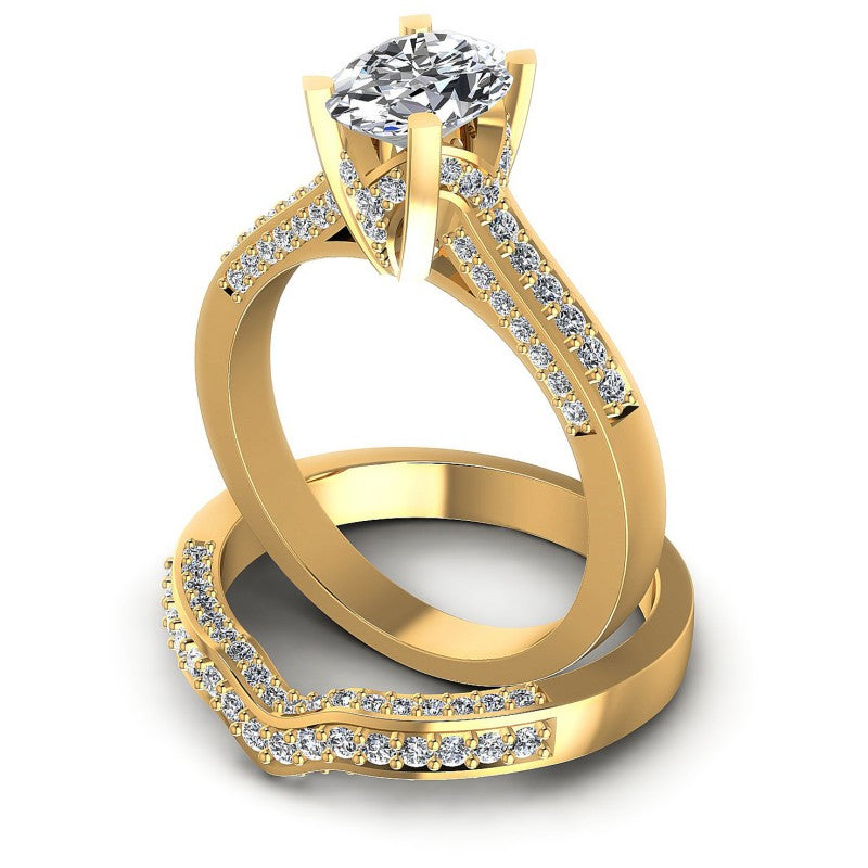 Round And Oval Cut Diamonds Bridal Set in 14KT Rose Gold