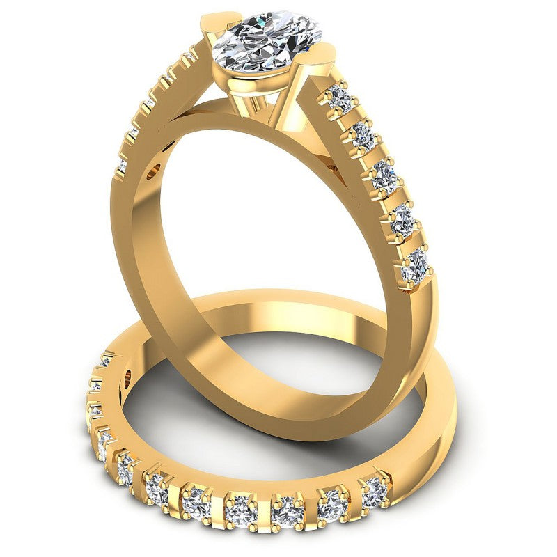 Round And Oval Cut Diamonds Bridal Set in 14KT Rose Gold