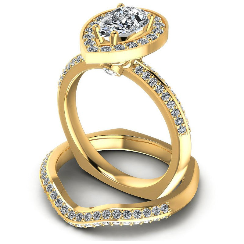 Round And Pear Cut Diamonds Bridal Set in 14KT Rose Gold