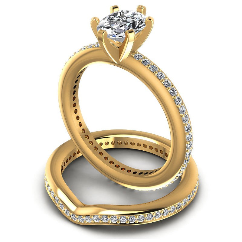 Round And Oval Cut Diamonds Bridal Set in 14KT Rose Gold