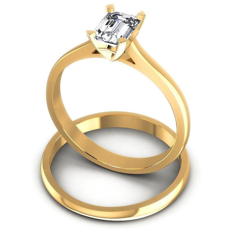 Emerald Cut Diamonds Bridal Set in 14KT Rose Gold